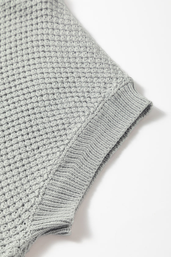 Turtleneck Textured Short Sleeve Sweater