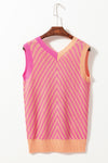 Contrast Chevron Knit V Neck Sweater Vest