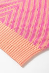 Contrast Chevron Knit V Neck Sweater Vest