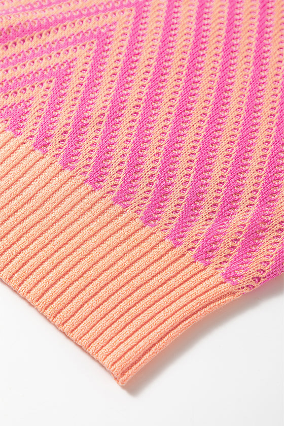 Contrast Chevron Knit V Neck Sweater Vest