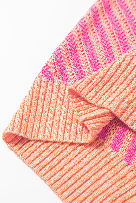 Contrast Chevron Knit V Neck Sweater Vest