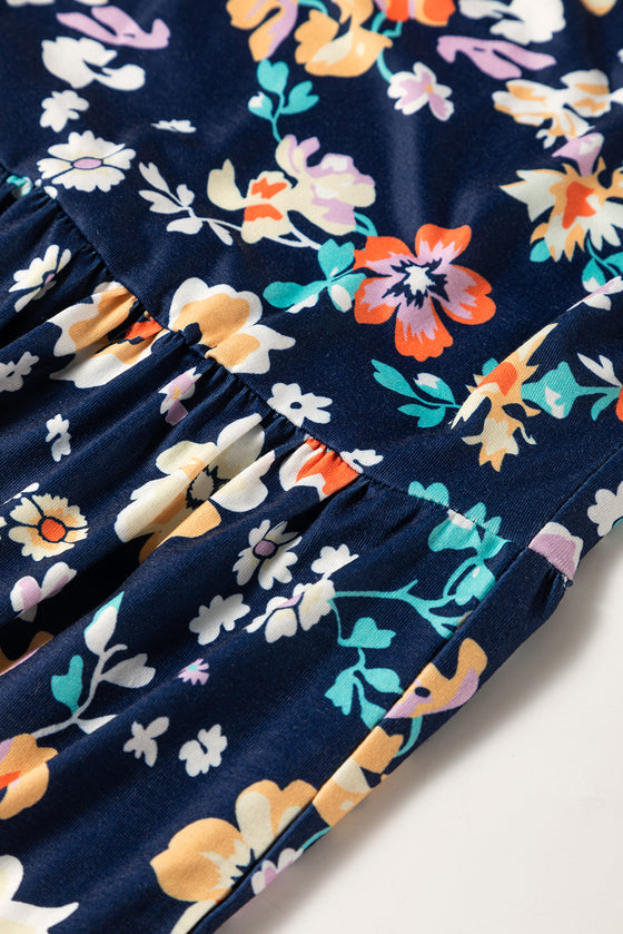 Short Sleeve A-line Floral Dress