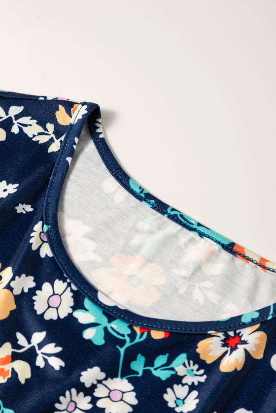 Short Sleeve A-line Floral Dress