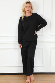 Black Ultra Loose Textured 2pcs Slouchy Outfit