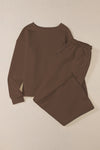 Dark Brown Ultra Loose Textured 2pcs Slouchy Outfit