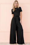 Slim Fit Crop Top and Pleated Wide Leg Pants Set