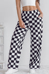 LA Society Green 2-Tone Checked Print High Waist Wide Leg Pants