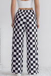 LA Society Green 2-Tone Checked Print High Waist Wide Leg Pants