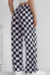 LA Society Green 2-Tone Checked Print High Waist Wide Leg Pants