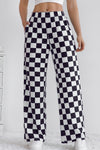 LA Society Green 2-Tone Checked Print High Waist Wide Leg Pants