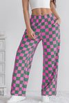 LA Society Green 2-Tone Checked Print High Waist Wide Leg Pants