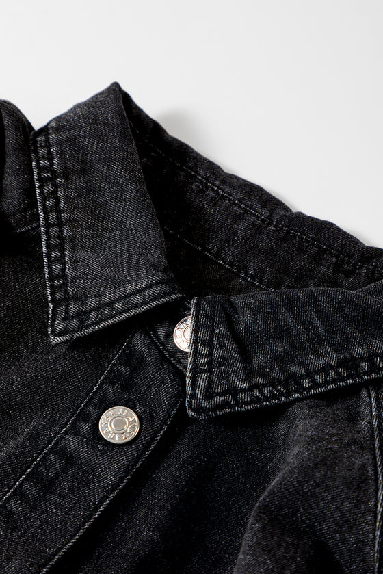 Buttoned Long Sleeve Denim Mini Dress