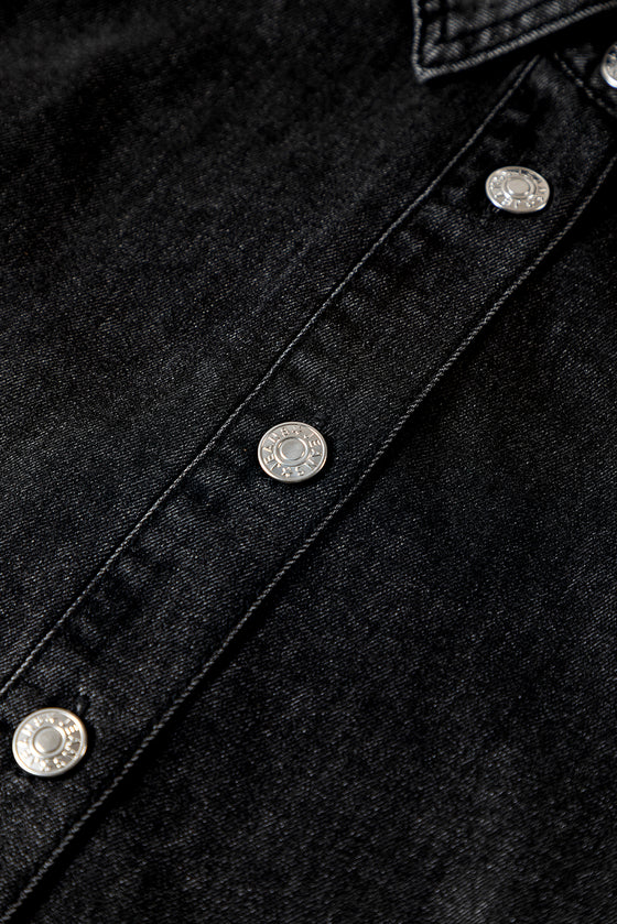 Buttoned Long Sleeve Denim Mini Dress