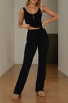 Buttoned Slim Tank and Drawstring Pants Set